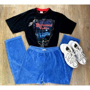 90s Quacker Factory Rare Embellished Cobalt Velour Sweatpant